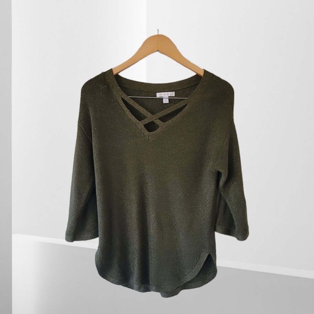 Westport Pullover Green Sweater Women's Size Medium Gold Flecks‎